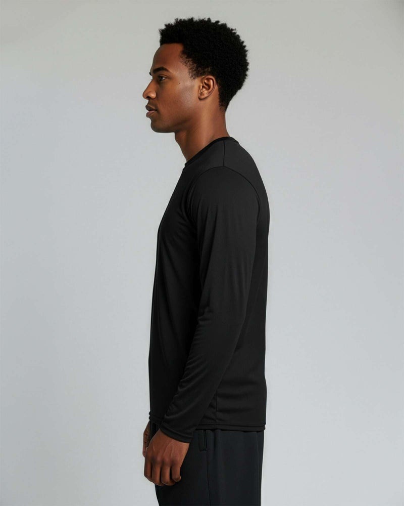 REALESSENTIALS Real Essentials 4 Pack: Mens Long Sleeve Dry Fit T Shirts Hiking Fishing Workout Gym Work Sun UPF 50 Wicking Running Tee, Set 7, Large - Image 5